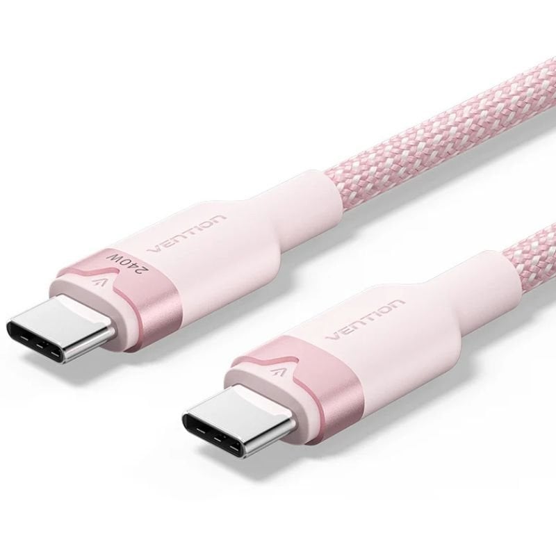 USB 2.0 Tipo C 5A Vention TRIPF / USB Tipo C Macho - USB Tipo C Macho / Até 240W / 480mbps / 1m / R…
