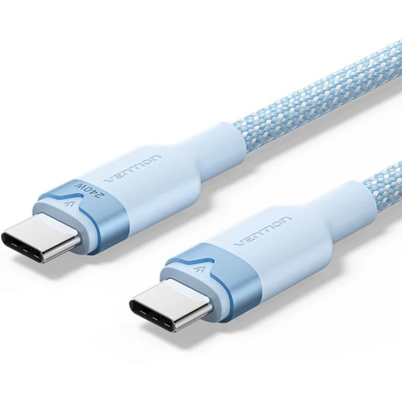 USB 2.0 Tipo C 5A Vention TRISH / USB Tipo C Macho - USB Tipo C Macho / Até 240W / 480mbps / 2m / A…
