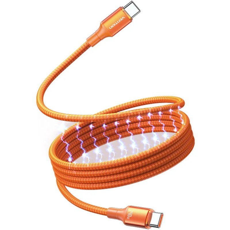 Cabo Magnético USB 2.0 Tipo C 5A Vention TSAOG / USB Tipo C Macho - USB Tipo C Macho / Até 240W / 4…