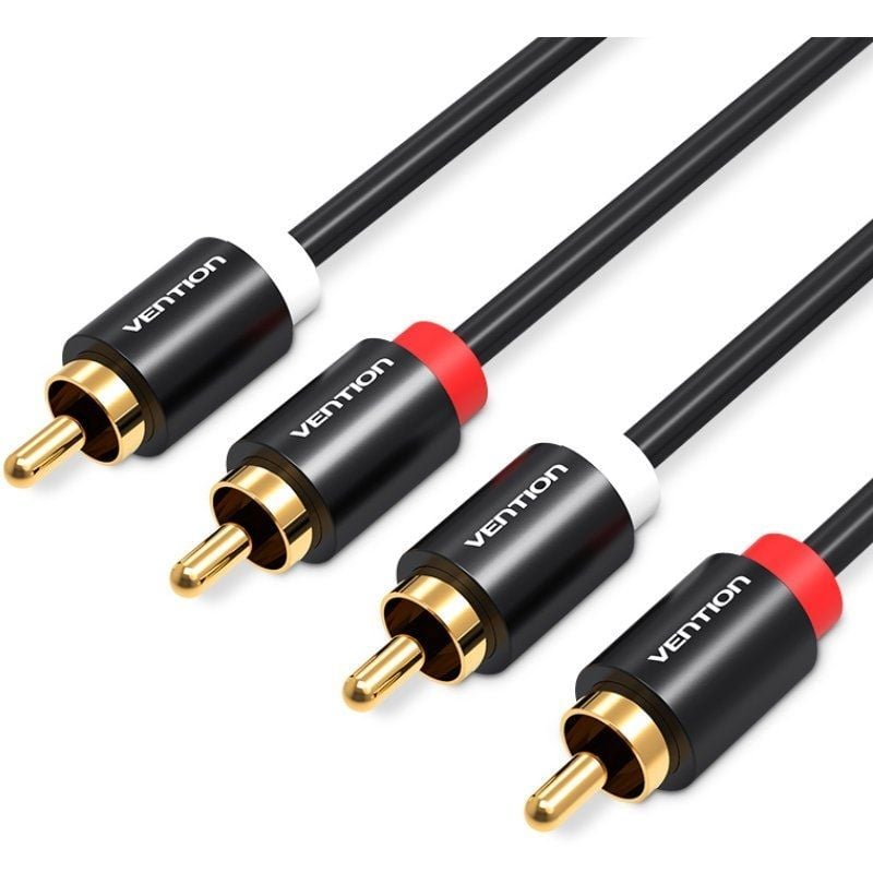 Cabo Estéreo Vention Vab-r06-b300 / 2x RCA Macho - 2x RCA Macho / 3m / Preto