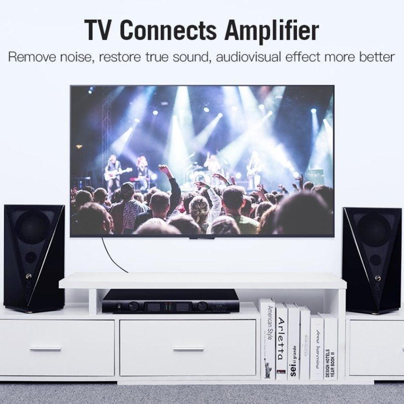 Cabo Estéreo Vention Vab-r06-b300 / 2x RCA Macho - 2x RCA Macho / 3m / Preto