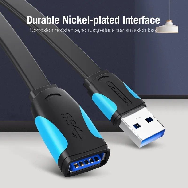 Cabo de Extensão USB 3.0 Vention Vas-a13-b300 / USB Macho - USB Fêmea / 5gbps / 3m / Preto e Azul
