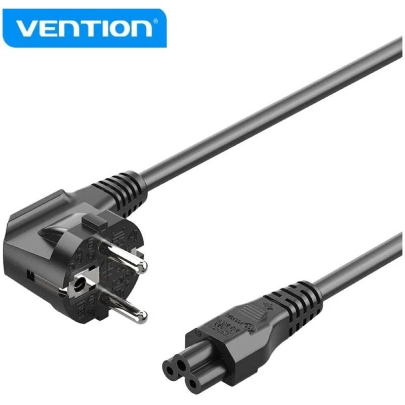 Cabo de Alimentação Vention ZCKBAC / IEC C5 Fêmea - CEE7 Macho / 1.8m / Preto