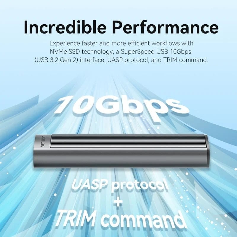 Caixa Externa para SSD Vention KPKH0 M.2 NVME / USB Type-c 3.1 / sem Parafusos