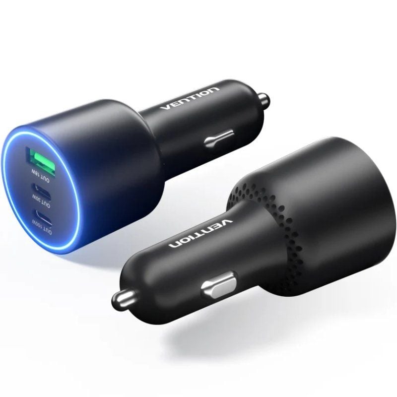 Carregador de Isqueiro Vention FFPB0 / 2xusb Tipo C / 1xusb / 165W