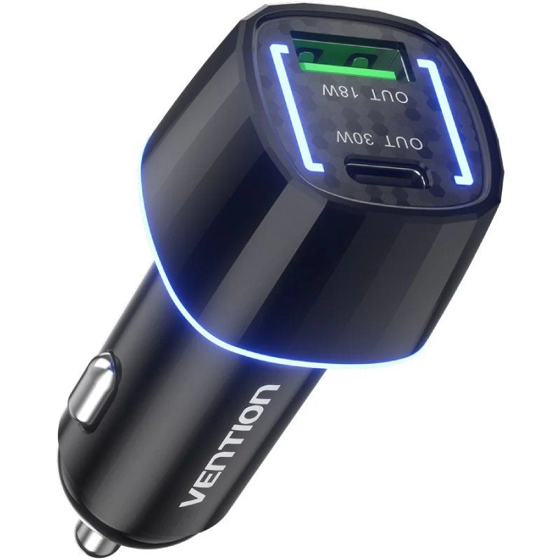 Carregador de Isqueiro Vention FFRB0 / 1xusb Tipo C / 1xusb / 48W
