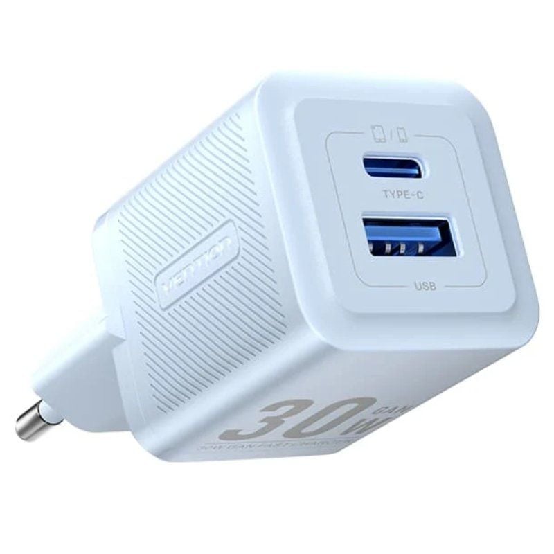 Carregador de Parede Gan Vention Feql0-eu / 1xusb Type-c / 1xusb / 30W