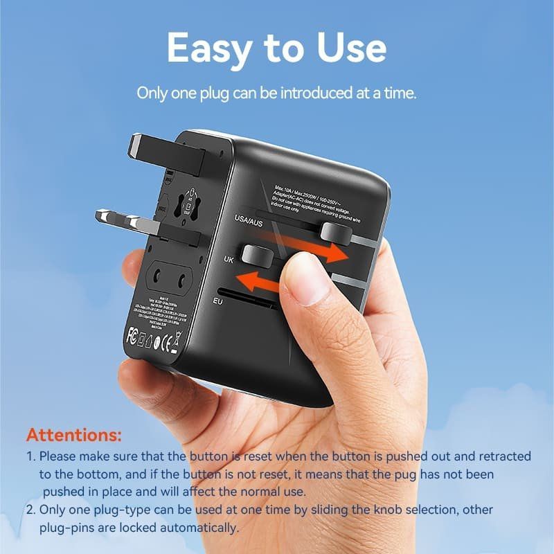 Carregador de Parede Universal Vention FJEB0 / Tomada de Alimentação Universal / 1xusb Type-c / 2xu…