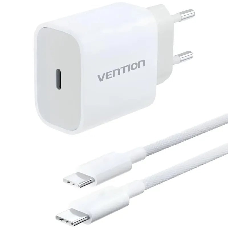 Carregador de Parede Vention G16w0-eu / 1xusb Type-c + Cabo USB Type-c / 20W