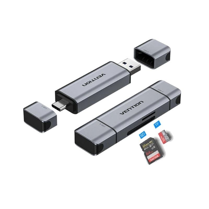 Leitor de Cartões Externo Vention CLKB0 / USB 3.0 e USB Type-c