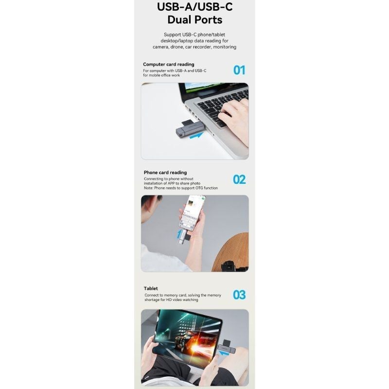 Leitor de Cartões Externo Vention CLLH0 / USB 3.0 / USB Type-c