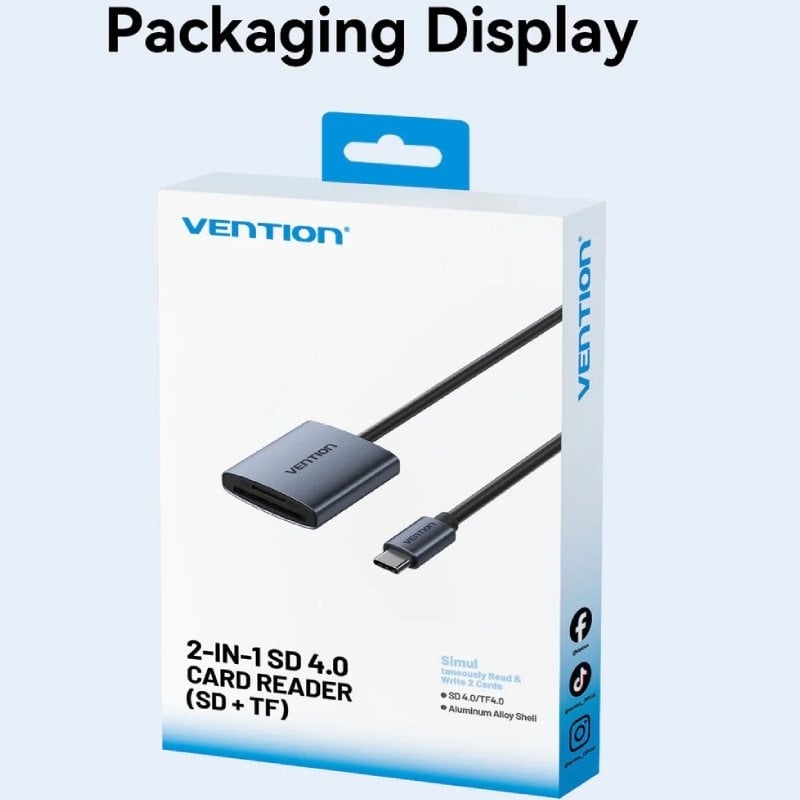 Leitor de Cartões Externo Vention CLOHB / USB Type-c