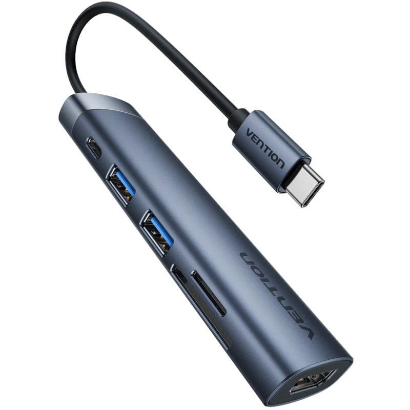 Base de Ligação USB Tipo C Vention THJHB / 1xhdmi 4K / 2xusb / 1xusb Tipo C PD / Cinzento