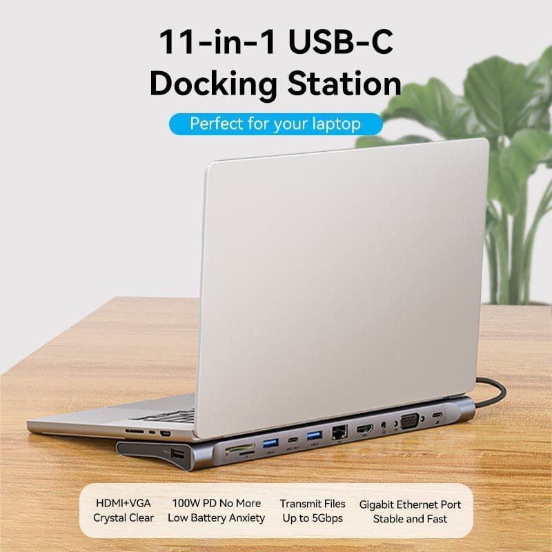 Docking USB Type-c Vention THTHC / 1xhdmi / 1xvga / 3xusb / 1xusb Type-c / 1xusb Type-c PD / 1xrj45…