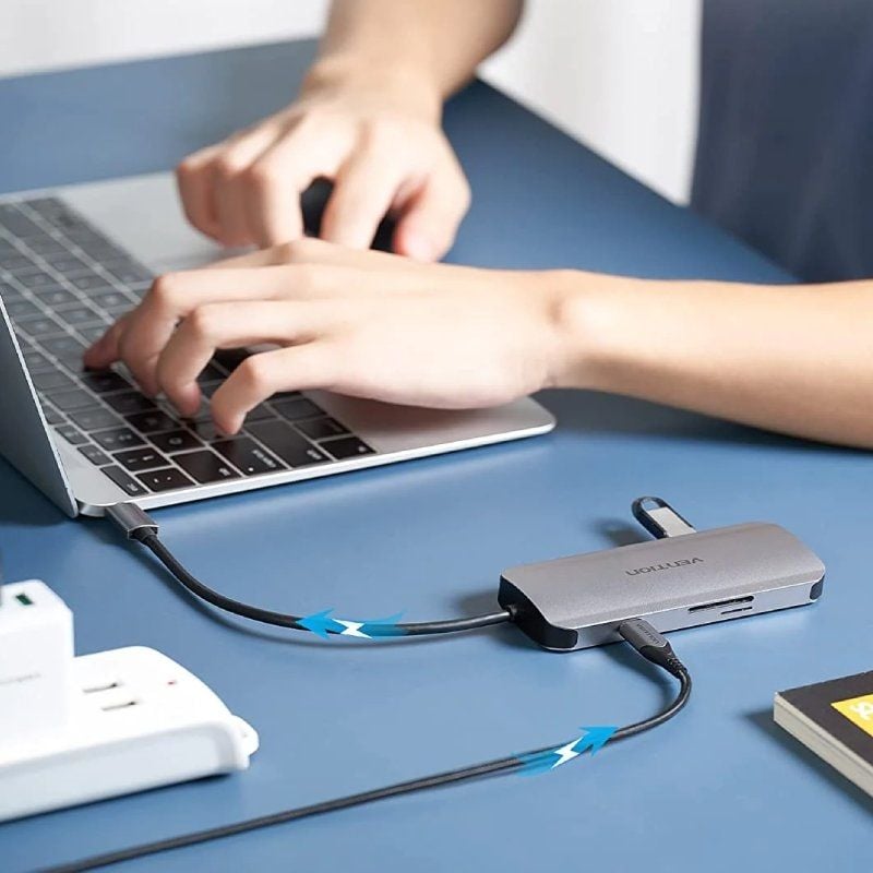 Base de Ligação USB Tipo C Vention TOJHB / 1xhdmi 4K / 3xusb / 1xusb Tipo C / 1xleitor de Cartões /…