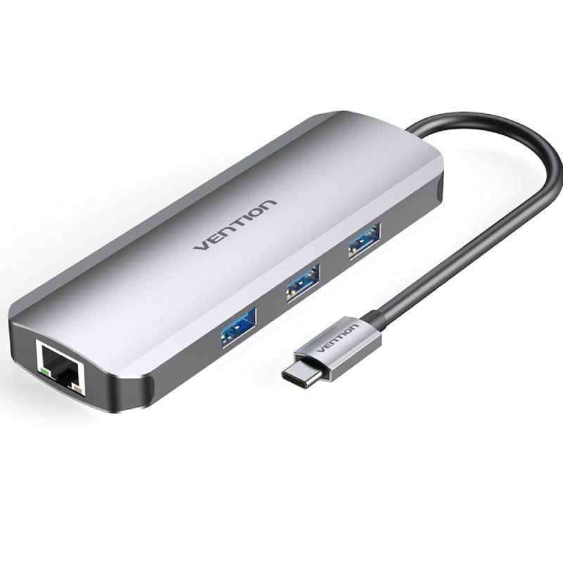 Base de Ligação USB Type-c Vention TOKHB / 1xhdmi 4K / 3xusb / 1xusb Type-c PD / 1xrj45 / 1xsd e Le…