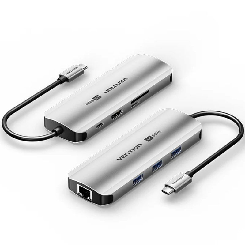 Base de Ligação USB Type-c Vention TQKHB / 1xhdmi 4K / 3xusb / 1xusb Type-c PD / 1xrj45 / 1xleitor…