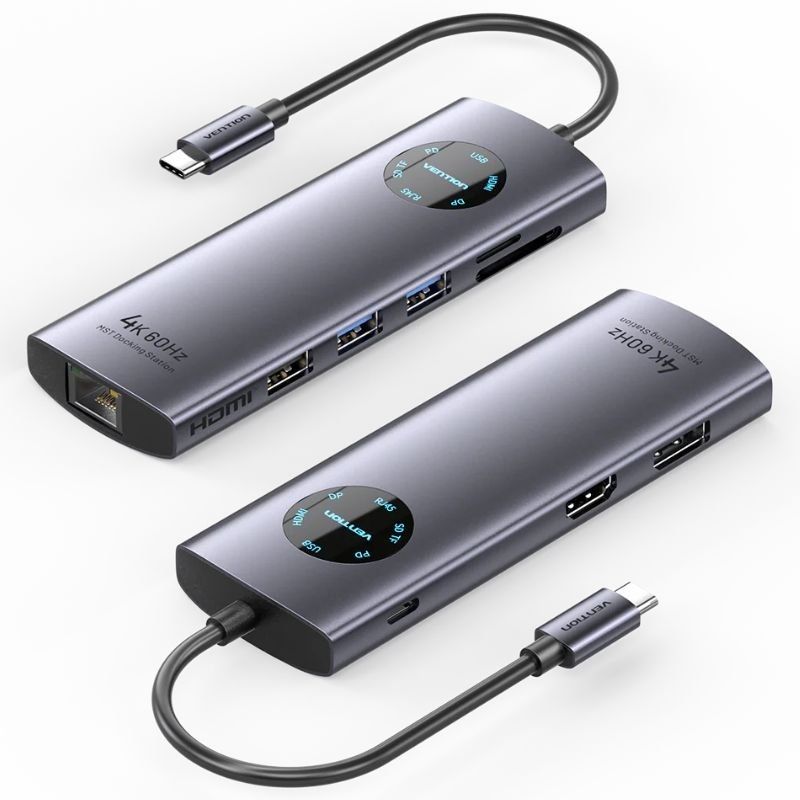 Base de Ligação USB Type-c Vention TQUHB / 1xhdmi 4K / 1xdisplayport / 3xusb / 1xrj45 / 1xusb Type-…