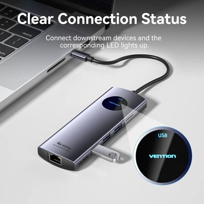 Base de Ligação USB Type-c Vention TQUHB / 1xhdmi 4K / 1xdisplayport / 3xusb / 1xrj45 / 1xusb Type-…