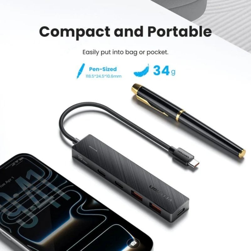 Hub USB Tipo C 3.2 Vention CKDBB / 2xusb / 2xusb Tipo C / 1xusb Tipo C PD