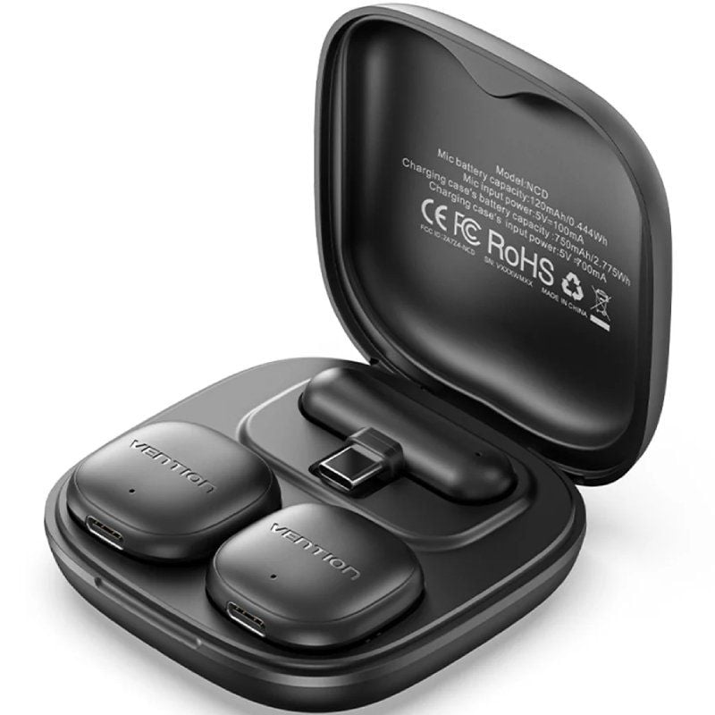 Microfone de Lapela sem Fios de Lapela Vention NCDB0 / USB Type-c / Lightning / Inclui Recetor / 2…