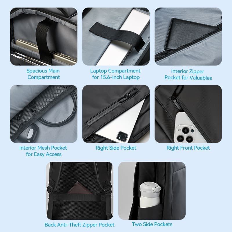 Mochila Vention KROB0 para Computadores Portáteis Até 15,6" / 19L / À Prova de Água / Preto