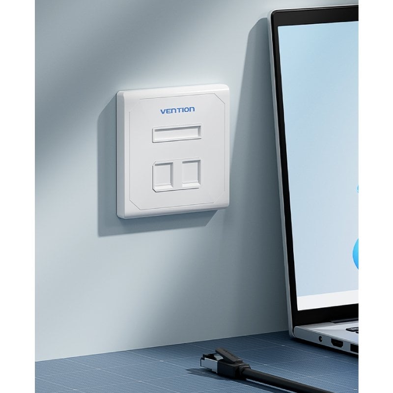 Placa de Parede Keystock Vention IFEW0 / 2 Portas RJ45