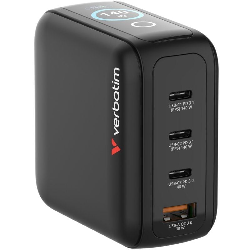 Carregador de Parede Universal Gan de Viagem Mini Carregador Verbatim Gan com Ecrã / 3xusb Type-c /…