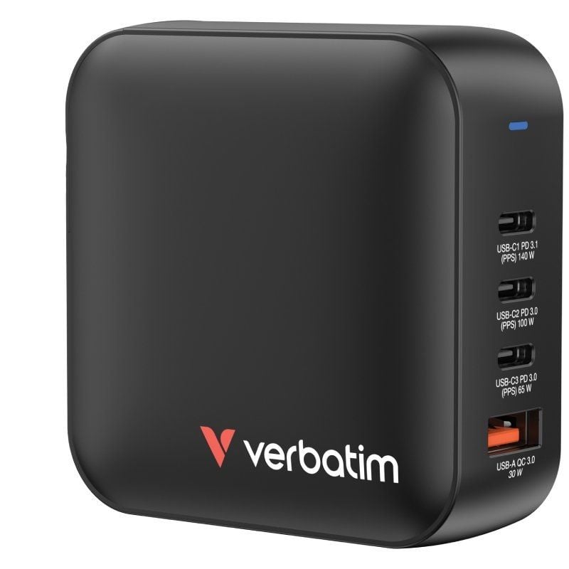 Carregador de Parede Universal Gan para Viagens Carregador de Parede Verbatim Mini Gan / 3xusb Type…
