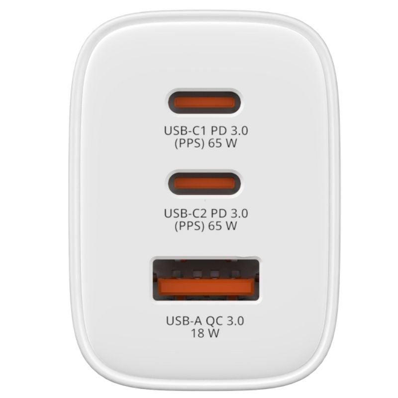 Carregador de Parede Gan Verbatim Essentials / 2xusb Type-c / 1xusb / 65W