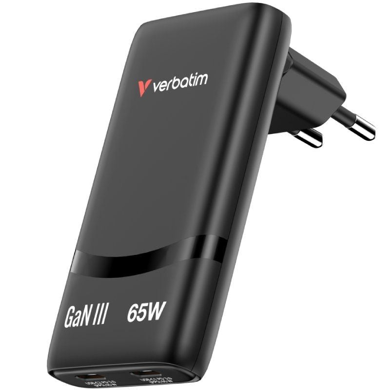 Carregador de Parede Verbatim Fold 'n' Go Gan / 2xusb Type-c / 65W