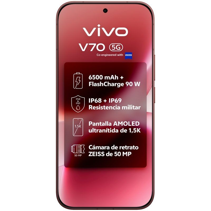 Smartphone Vivo V70 8 GB / 512 GB / 6,59" / 5G / Castanho