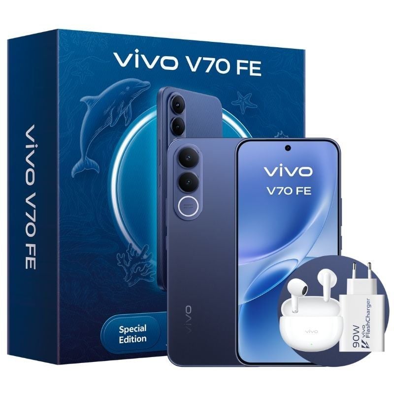 Smartphone Vivo V70 FE 8 GB / 512 GB / 6,83" / 5G / Azul / Inclui Carregador + Auscultadores