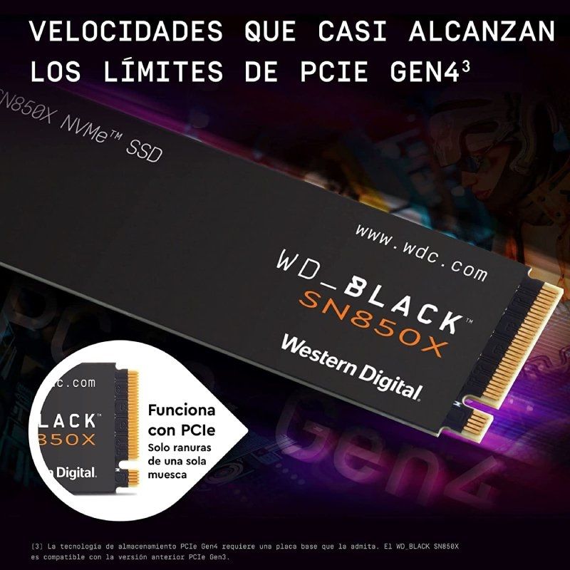 Disco SSD Sandisk WD Black SN850X 4 TB / M.2 2280 PCIe 4.0 / Capacidade Total