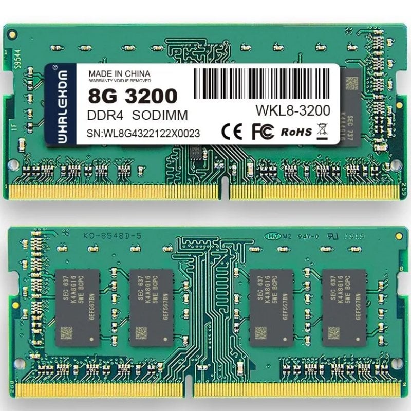 Memória RAM Whalekom WK4SO32 8 GB / DDR4 / 3200 Mhz / 1,2 V / CL19 / SODIMM