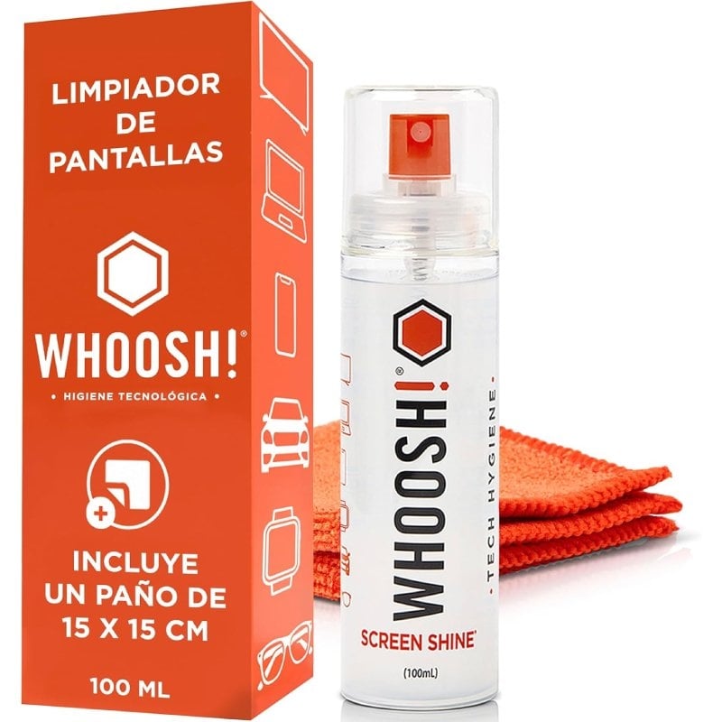 Kit de Limpeza de Ecrãs Whoosh Kit GO XL WSH003 / Spray de 100 Ml + Pano de Microfibra