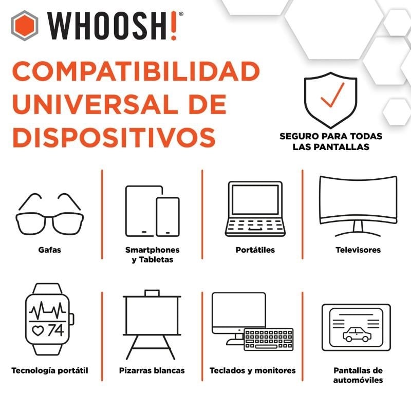 Kit de Limpeza de Ecrãs Whoosh WSH005 / Spray de 500 Ml + Pano de Microfibra