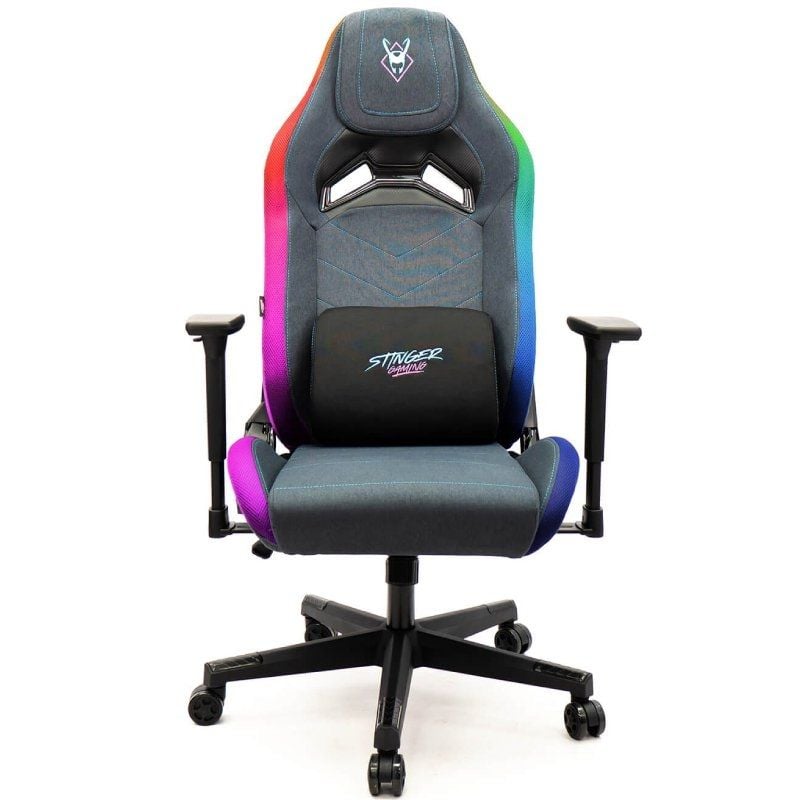 Cadeira para Jogos Woxter Stinger Station Elite / Luzes LED / Azul e Cor-de-rosa