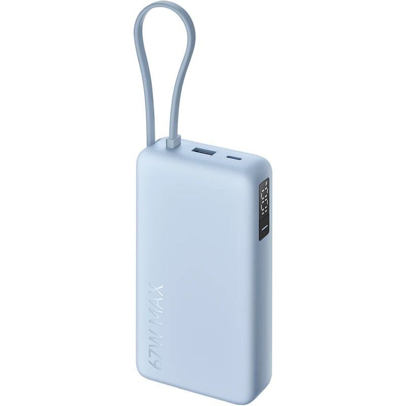 Powerbank Xiaomi de 20 000 Mah com Cabo Integrado / 67 W / Azul / Inclui Cabo USB Tipo C
