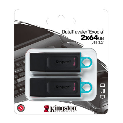 KINGSTON DataTraveler Exodia 2x Stylo USB (64 Go - USB 3.2 - Noir)